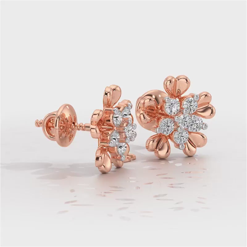 Heart Petals Silver Earrings - Rose Gold Video