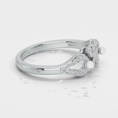 Blissfly Silver Pearl Ring - White Gold Video