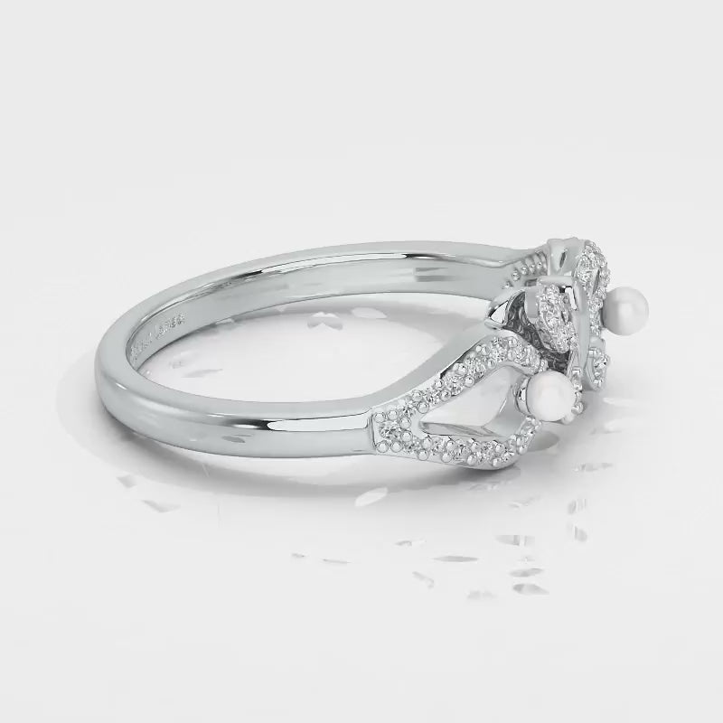 Blissfly Silver Pearl Ring - White Gold Video