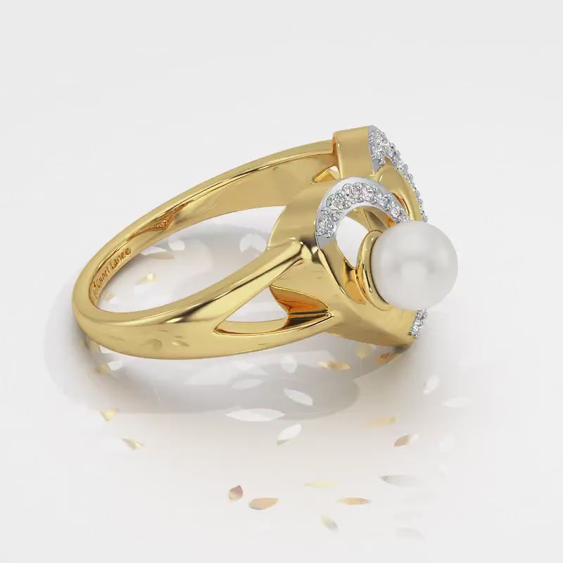 Cosmo-Heart Silver Pearl Ring - Yellow Gold Video