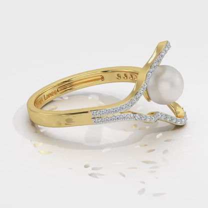 Glad Silver Pearl Ring - Yellow Gold Video