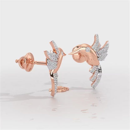 Opulent Bird Silver Stud Earrings - Rose Gold Video
