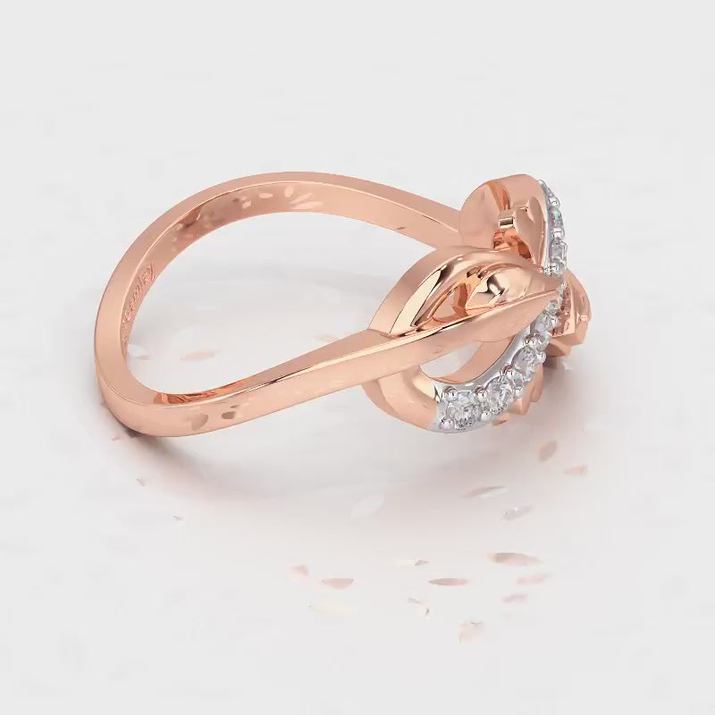 Leaf Bow Silver Ring - Rose Gold Video