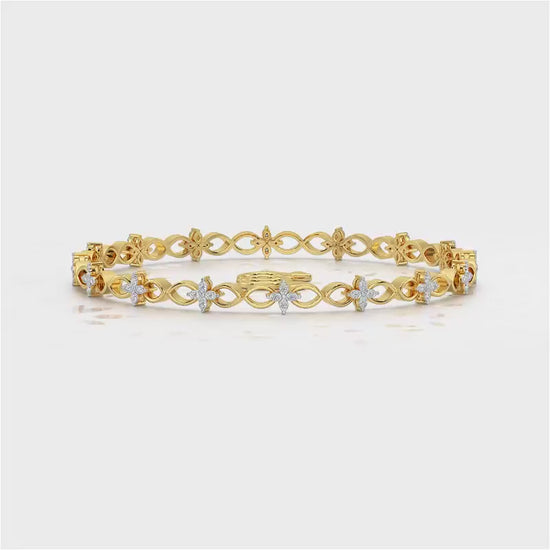 Blooming Flower Bangles - Yellow Gold Video