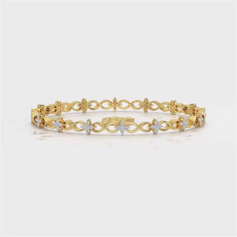 Blooming Flower Bangles - Yellow Gold Video