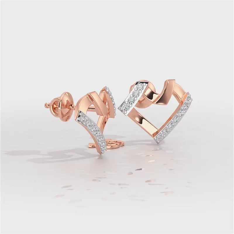 Heart Gleam Silver Stud Earrings - Rose Gold Video