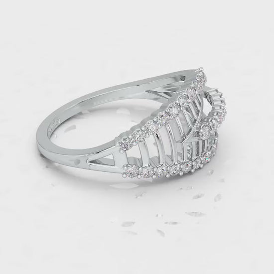 Shine Tracery Silver Ring - White Gold Video