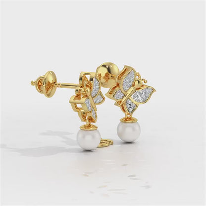 Fresh Wings Silver Pearl Earrings - Yellow Gold Video