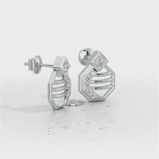 Glittering Sieve Silver Earrings - White Gold Video