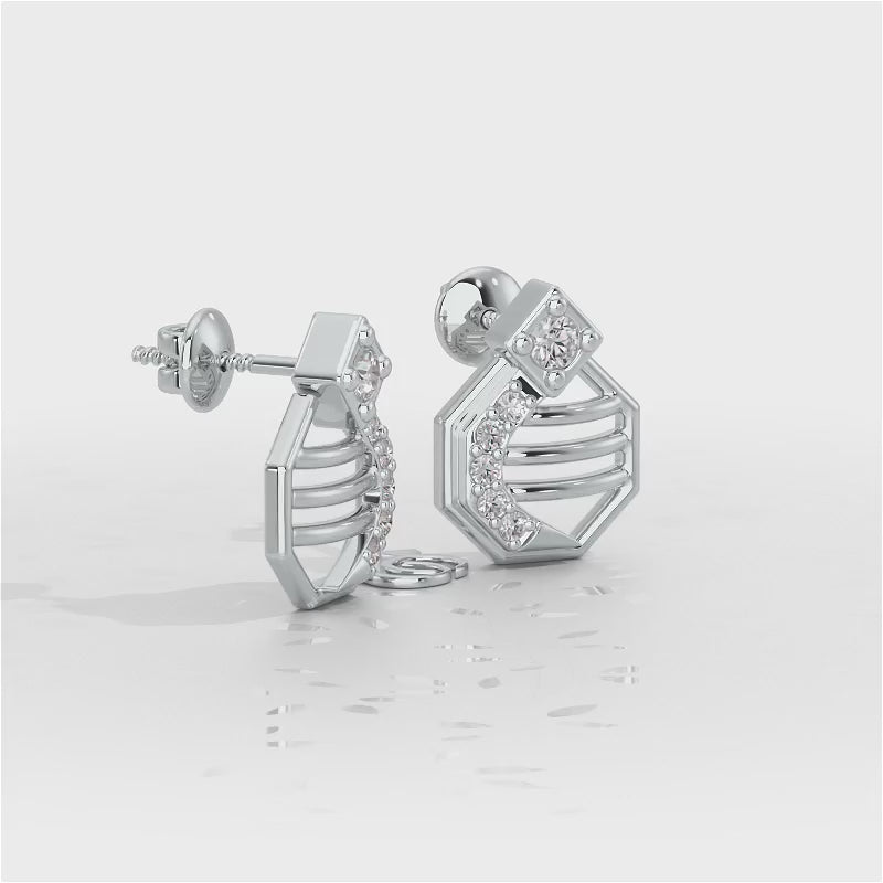 Glittering Sieve Silver Earrings - White Gold Video