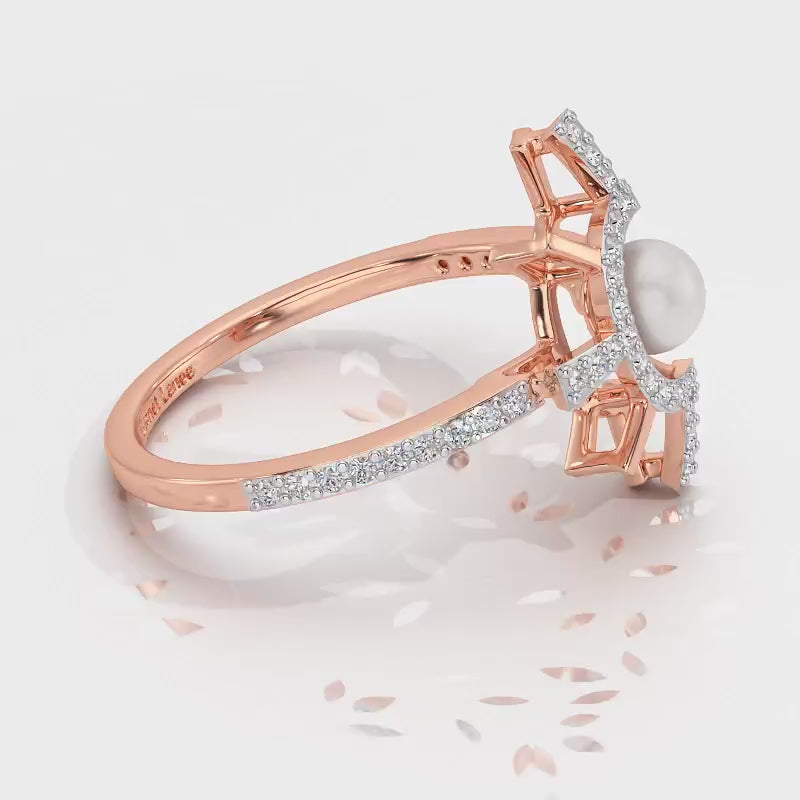Semi Sun Silver Pearl Ring - Rose Gold Video