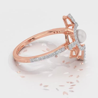 Semi Sun Silver Pearl Ring - Rose Gold Video