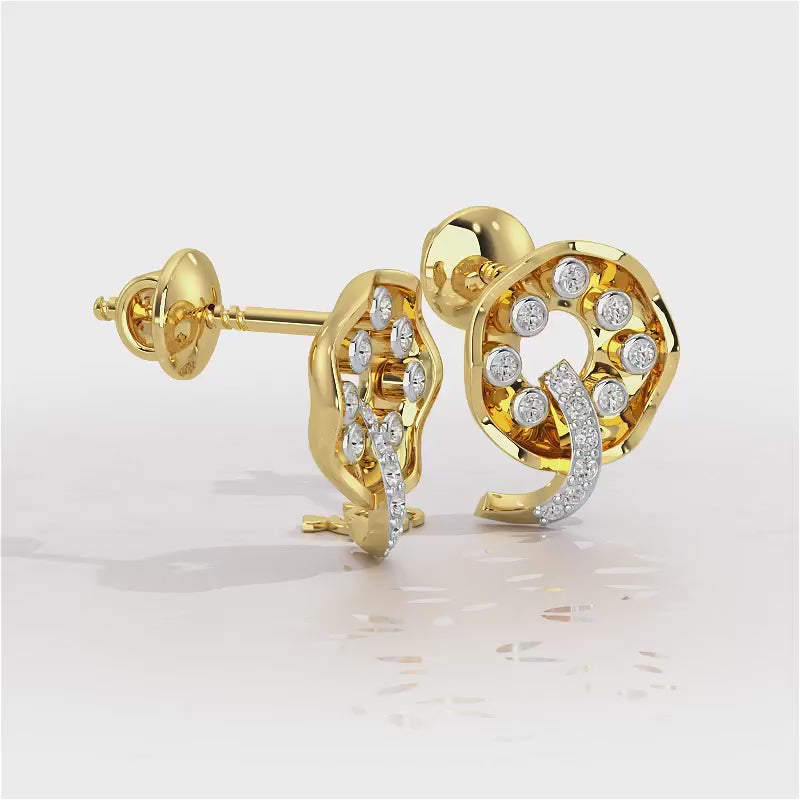 Sparkling Splendor Silver Stud Earrings - Yellow Gold Video