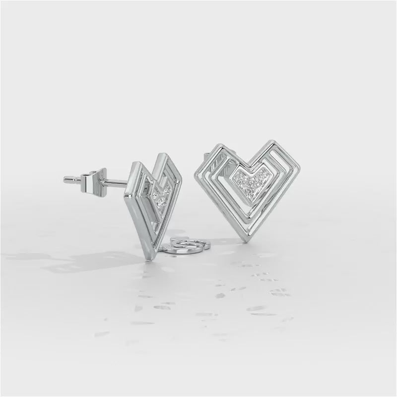 Perfect Pointers Silver Earring Studs - White Gold Video