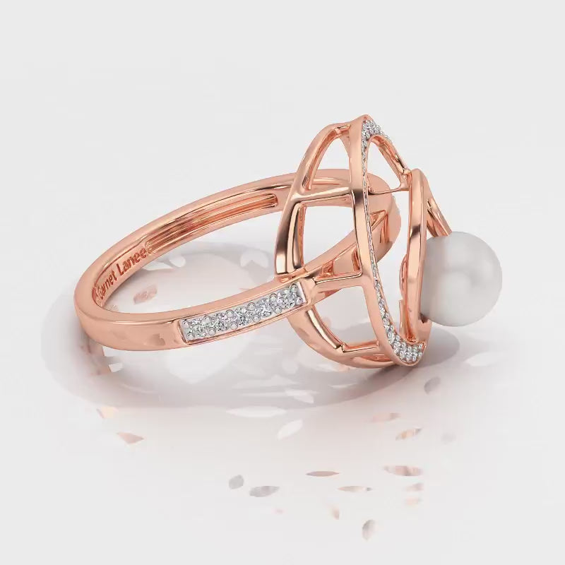 Oyster Silver Pearl Ring - Rose Gold Video
