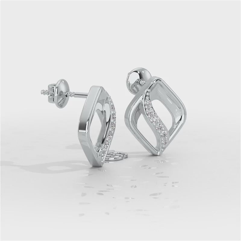 Crescent Spark Silver Earrings - White Gold Video