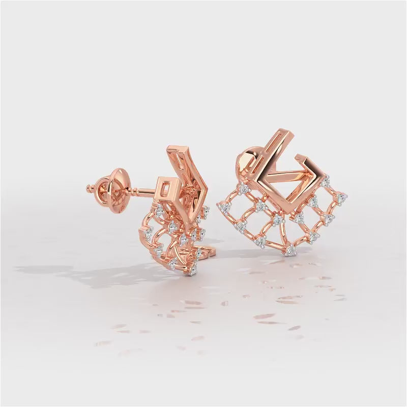 Spin Square Silver Earrings - Rose Gold Video