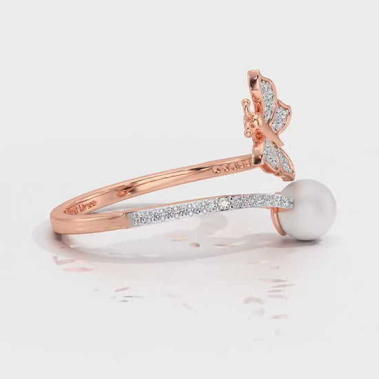 Fresh Wings Silver Pearl Ring - Rose Gold Video