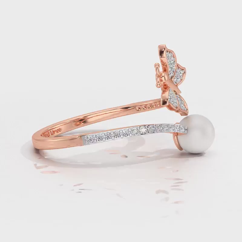 Fresh Wings Silver Pearl Ring - Rose Gold Video