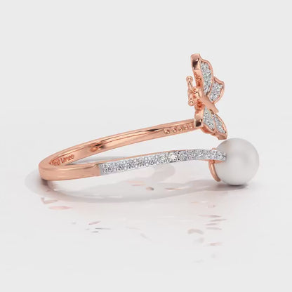 Fresh Wings Silver Pearl Ring - Rose Gold Video