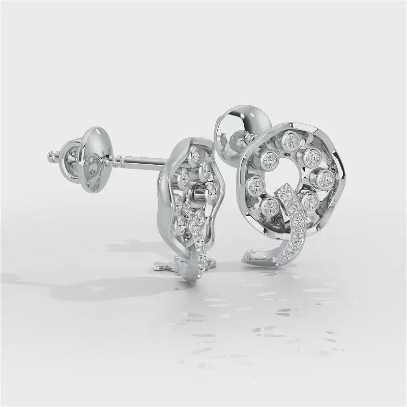 Sparkling Splendor Silver Stud Earrings - White Gold Video