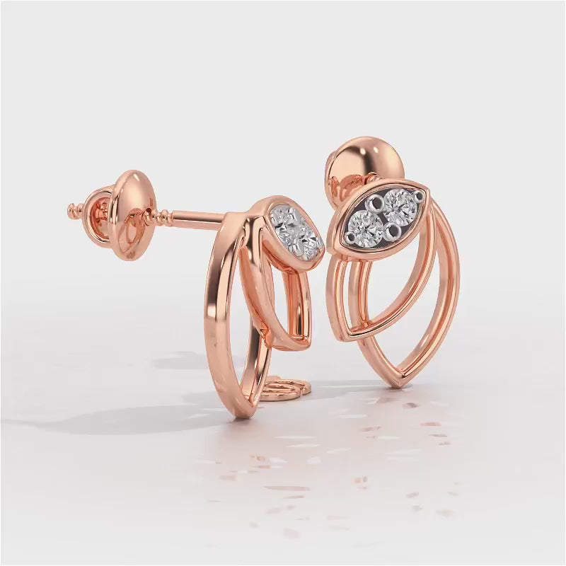 Blooming Lotus Silver Earrings - Rose Gold Video