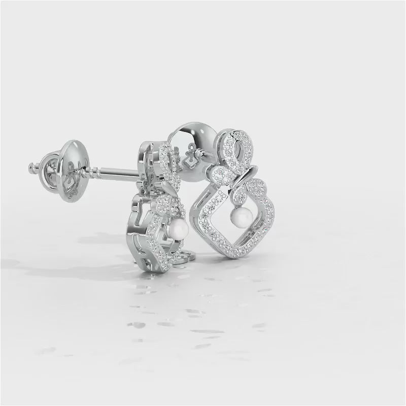 Blissfly Silver Pearl Earrings - White Gold Video