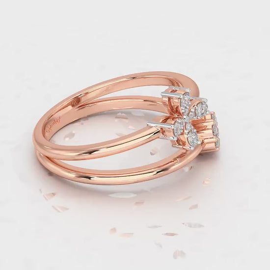 Simple Flower Silver Ring - Rose Gold Video