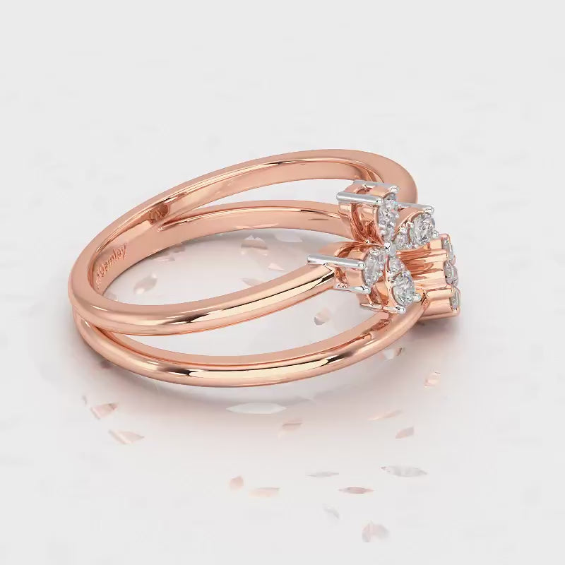 Simple Flower Silver Ring - Rose Gold Video