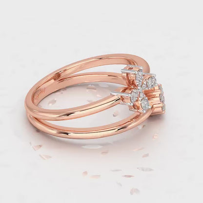 Simple Flower Silver Ring - Rose Gold Video