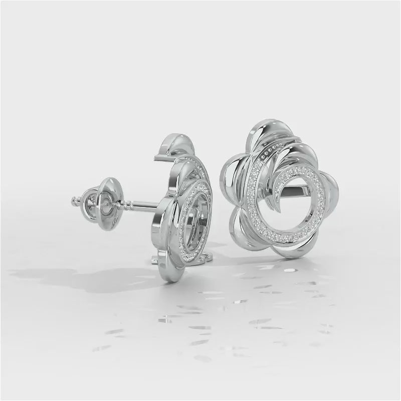 Bright Flower Silver Earrings - White Gold Video
