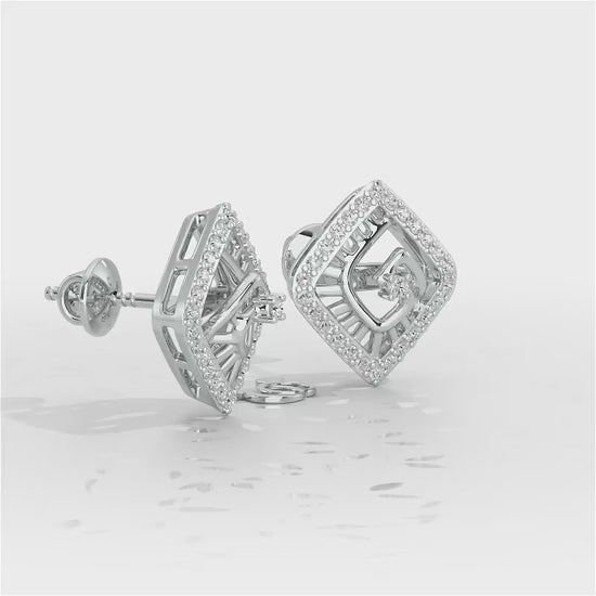 Ladder Swirl Silver Earrings - White Gold Video