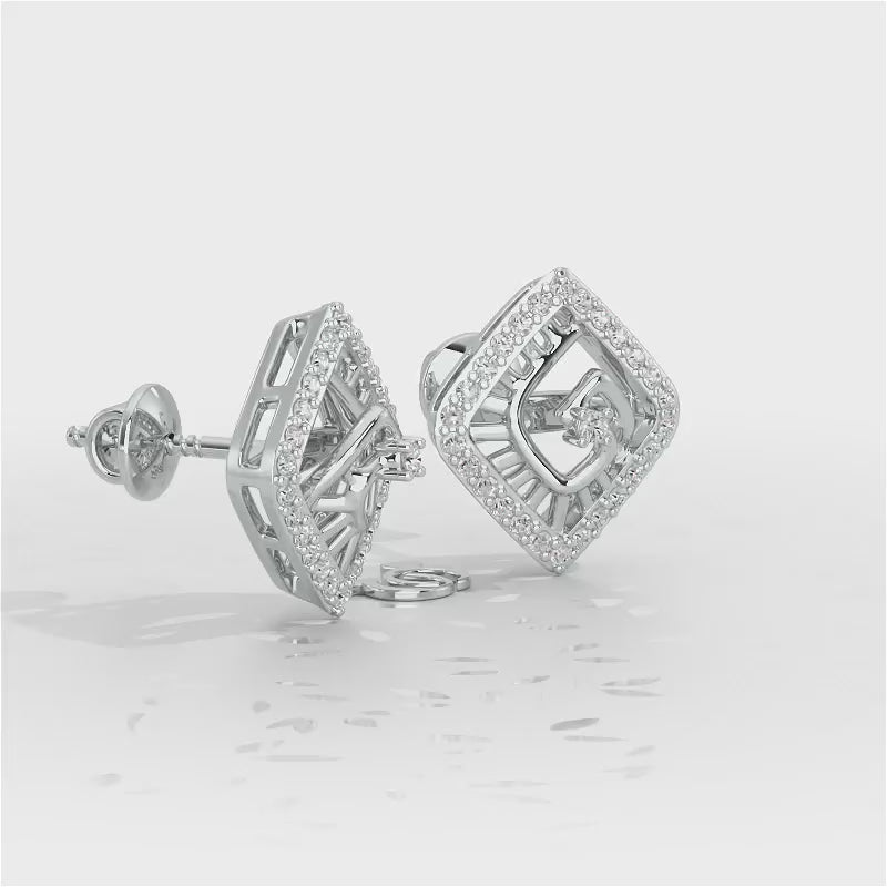 Ladder Swirl Silver Earrings - White Gold Video