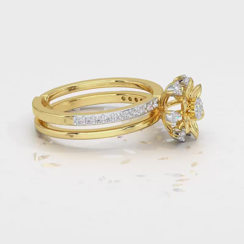 Cross Lattice Silver Ring - Yellow Gold Video
