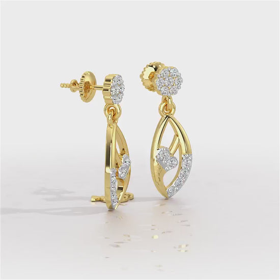 Flawless Epitome Dangler Silver Earrings - Yellow Gold Video