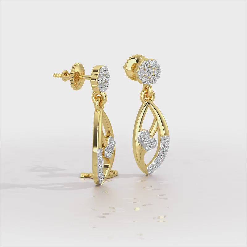 Flawless Epitome Dangler Silver Earrings - Yellow Gold Video