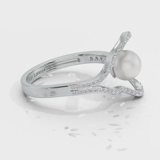 Glad Silver Pearl Ring - White Gold Video