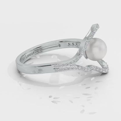 Glad Silver Pearl Ring - White Gold Video