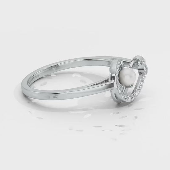 Spin-in Silver Pearl Ring - White Gold Video