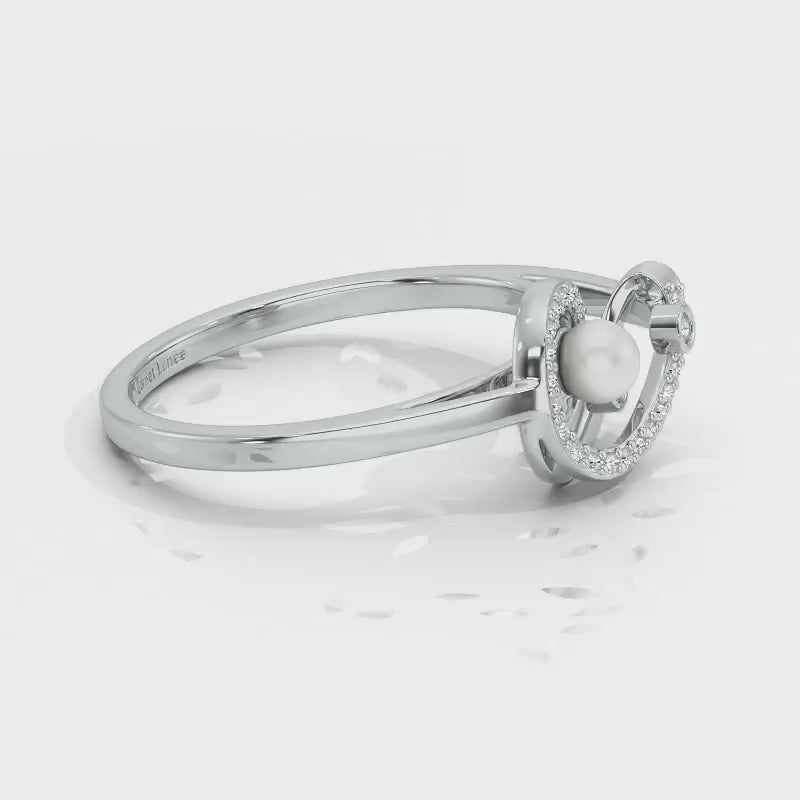 Spin-in Silver Pearl Ring - White Gold Video