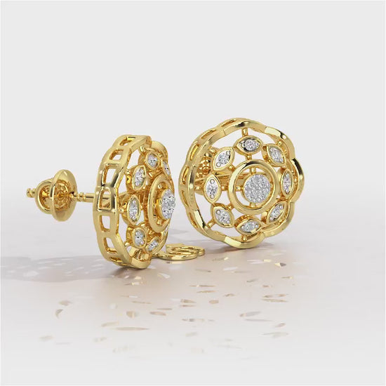 Beau Bloom Silver Earrings - Yellow Gold Video