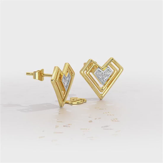 Perfect Pointers Silver Earring Studs - Yellow Gold Video