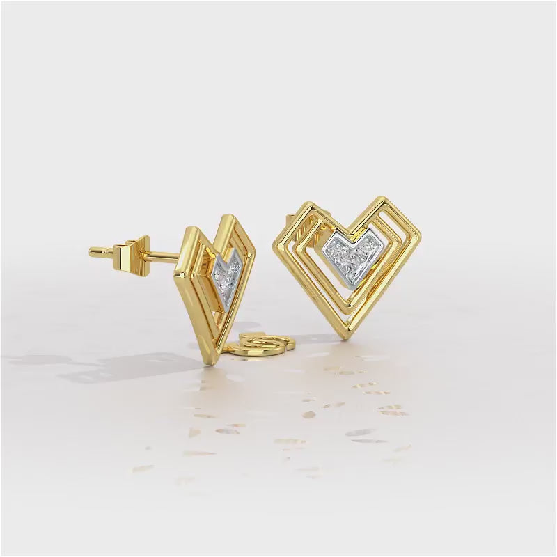 Perfect Pointers Silver Earring Studs - Yellow Gold Video