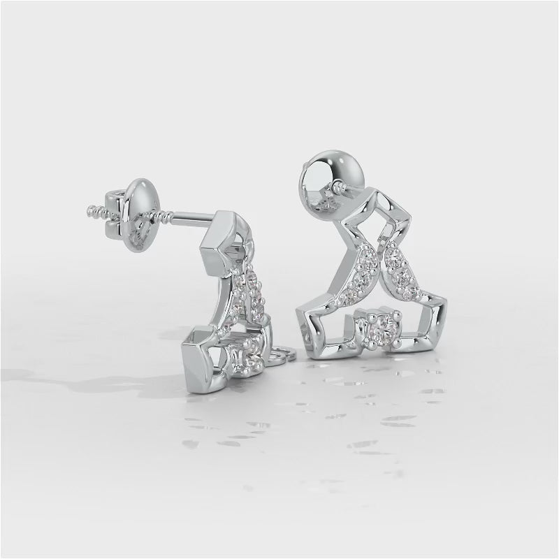 Holding Shine Silver Earrings - White Gold Video