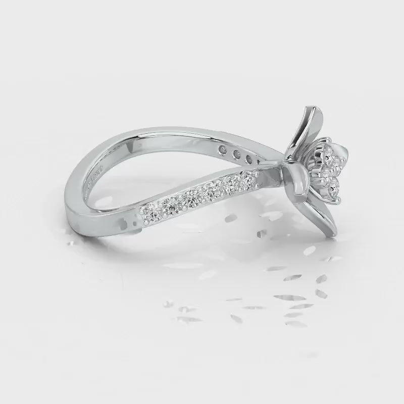 Rustic Bloom Silver Ring - White Gold Video