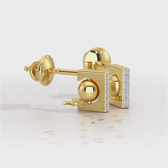 Exquisite Enchantment Silver Stud Earrings - Yellow Gold Video