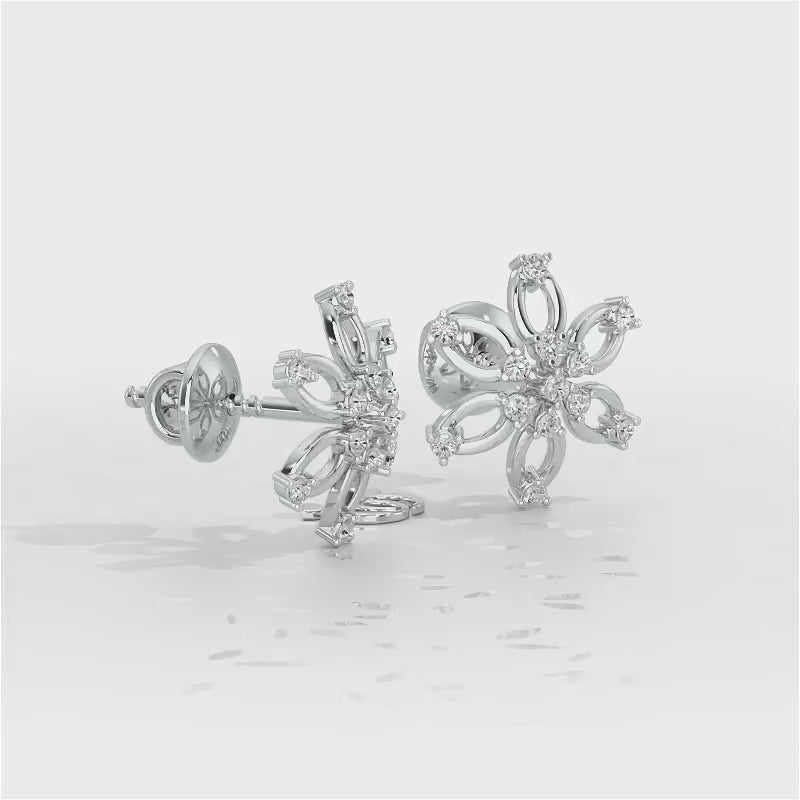 Mystic Flower Silver Earrings - White Gold Video