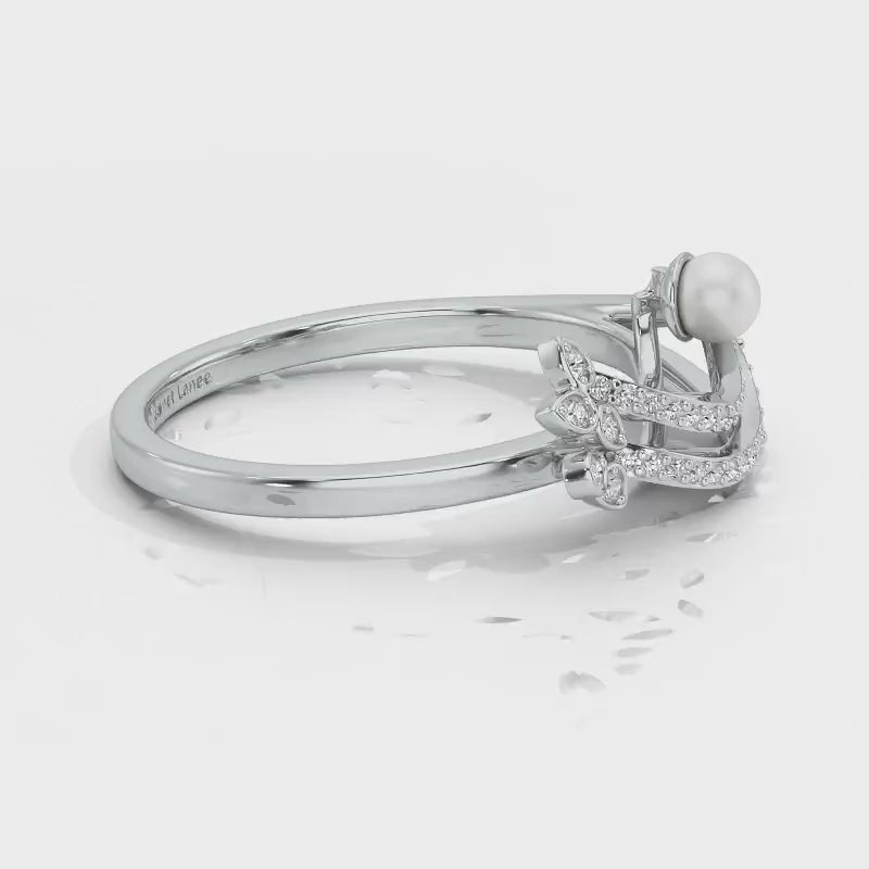 Flora-Tide Silver Pearl Ring - White Gold Video