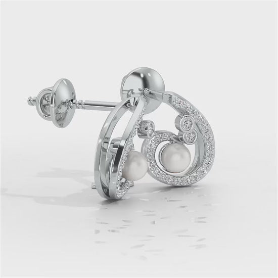 Spin-in Silver Pearl Earrings - White Gold Video