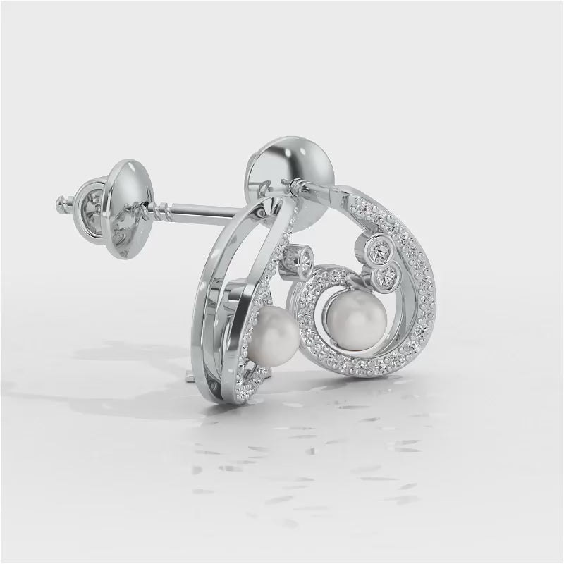 Spin-in Silver Pearl Earrings - White Gold Video